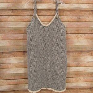 Lisa & Lucy Black/Cream Fringe Edge V-Neck Jumper M